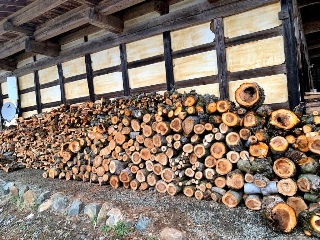 大ヶ生でりんごの木の薪割り4