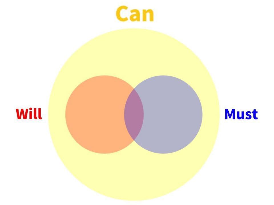 「できることを広げてMustとWillをより多く実現」するイメージ