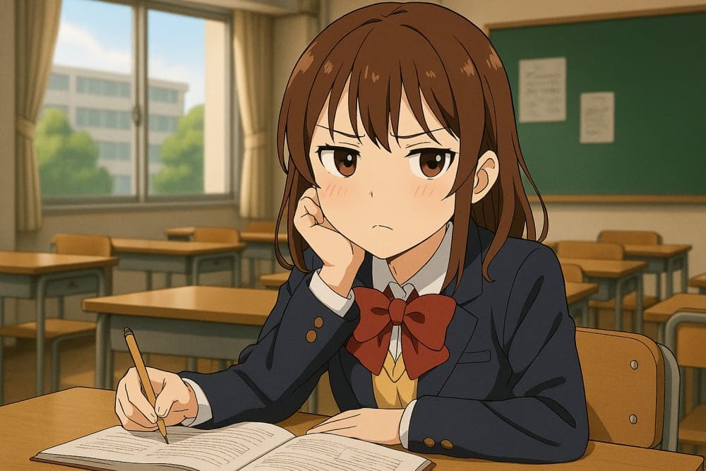 教室で勉強する少女
