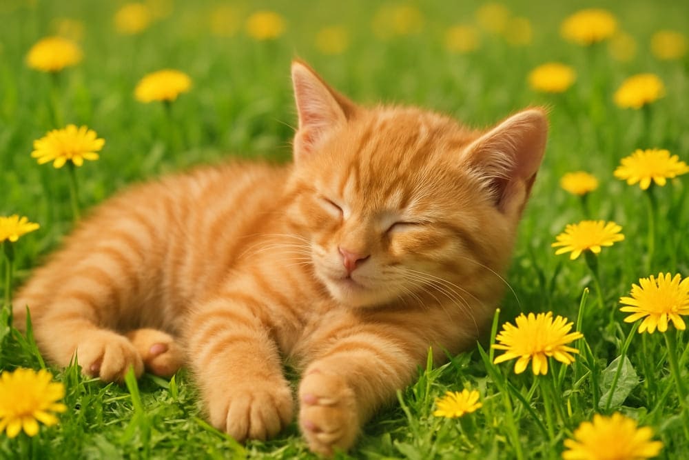 ひなたぼっこの子猫