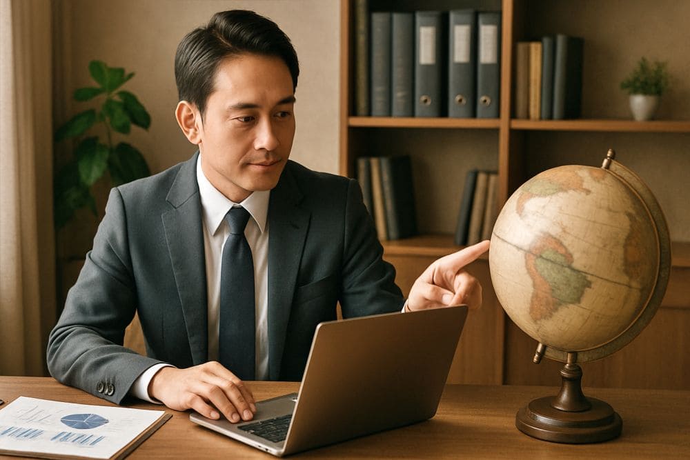 「中小企業の販路拡大について書いたブログ記事に合う、落ち着いた雰囲気の16:9のアイキャッチ画像（写真風）を作ってください」