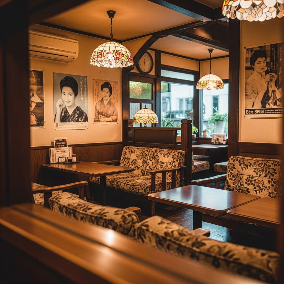 昭和時代のレトロな喫茶店（Google Gemini）