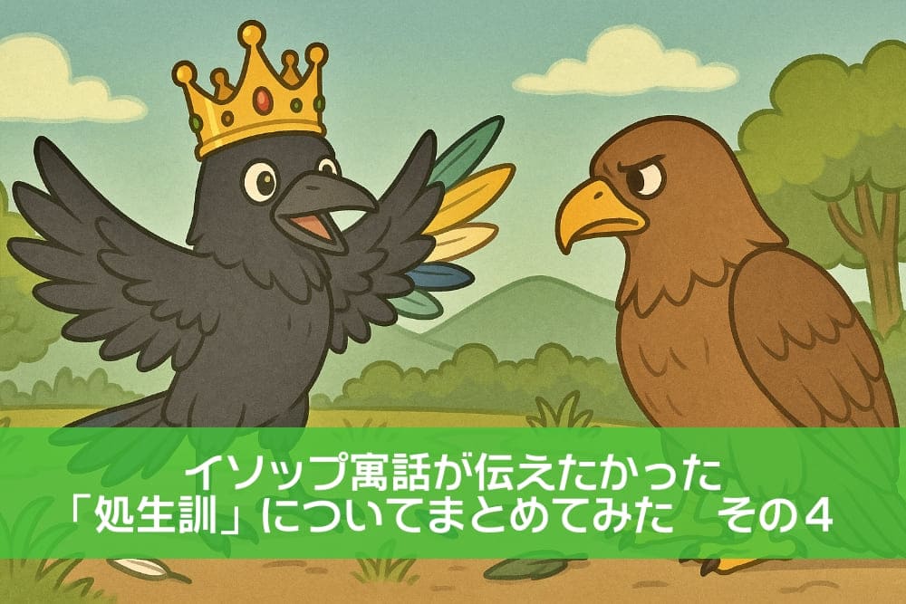 王冠をかぶったカラスと鷲