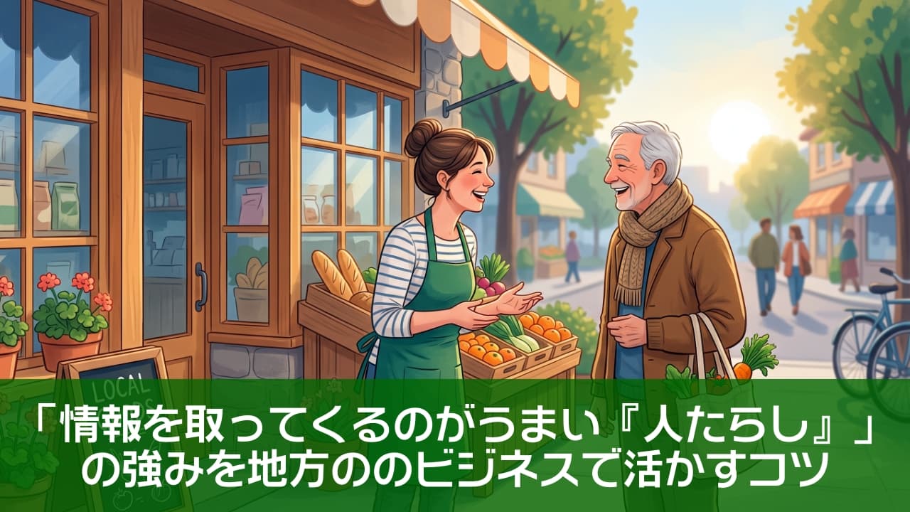 「陽だまりの地元の八百屋さんで、いつもの会話。笑顔が溢れる心温まる交流に、今日も元気をもらいました🛒✨ #地元の店 #心温まる #地域コミュニティ」A warm and welcoming digital illustration capturing an elderly man and a woman cashier smiling and chatting at a local "LOCAL GOODS" vegetable shop during a golden hour sunset. Fresh produce, potted plants, and a bustling tree-lined street background are bathed in soft light. 暖かい夕暮れのゴールデンアワーに、素朴な地元の八百屋（LOCAL GOODS）の前で、笑顔の女性店員と買い物袋を持つ高齢男性が親しく会話をしている、温かみのあるデジタルイラスト。店先には新鮮な野菜の陳列台や赤いゼラニウムの鉢植えがあり、背景の並木道も陽光に包まれている