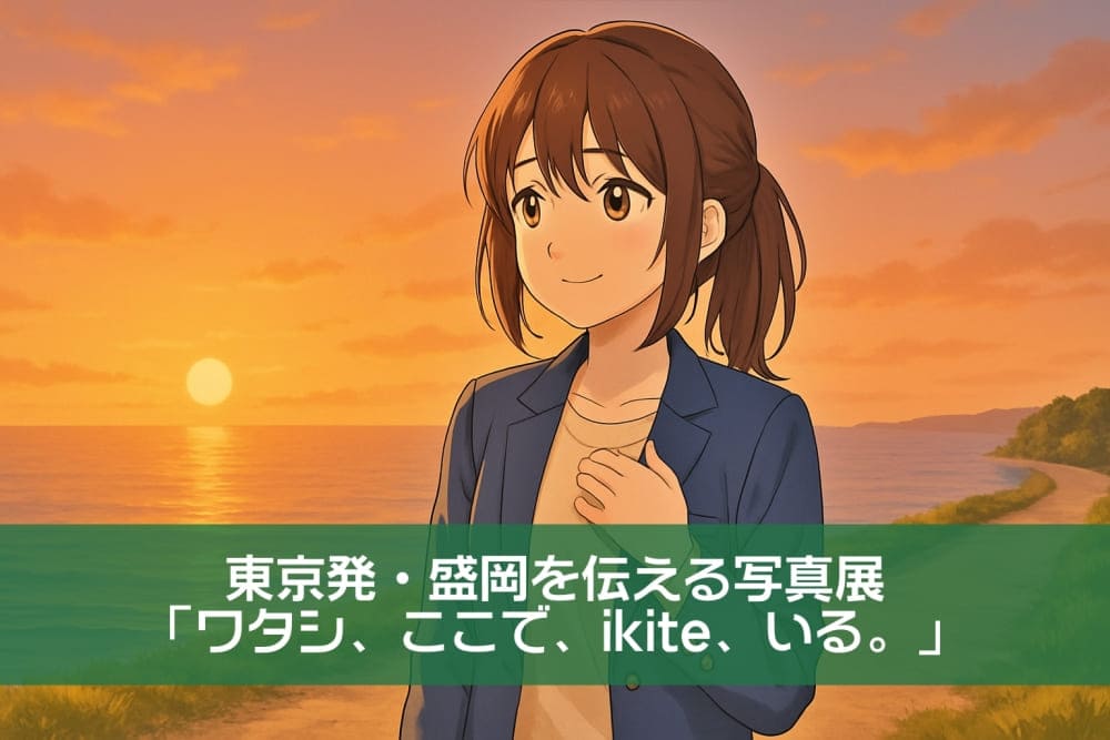 夕日の海辺で微笑む女性