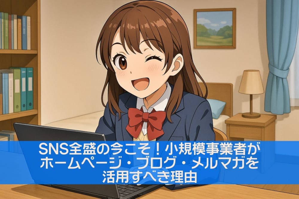 デスクで微笑む女子高生