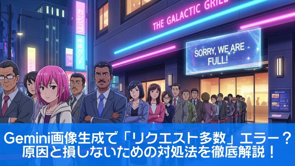 【初心者向け】Gemini画像生成で「リクエスト多数」エラー？原因と損しないための対処法を徹底解説！