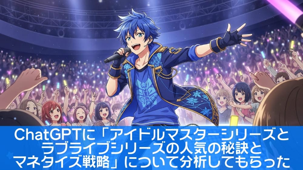 ChatGPTに「アイドルマスターシリーズとラブライブシリーズの人気の秘訣とマネタイズ戦略」について分析してもらった