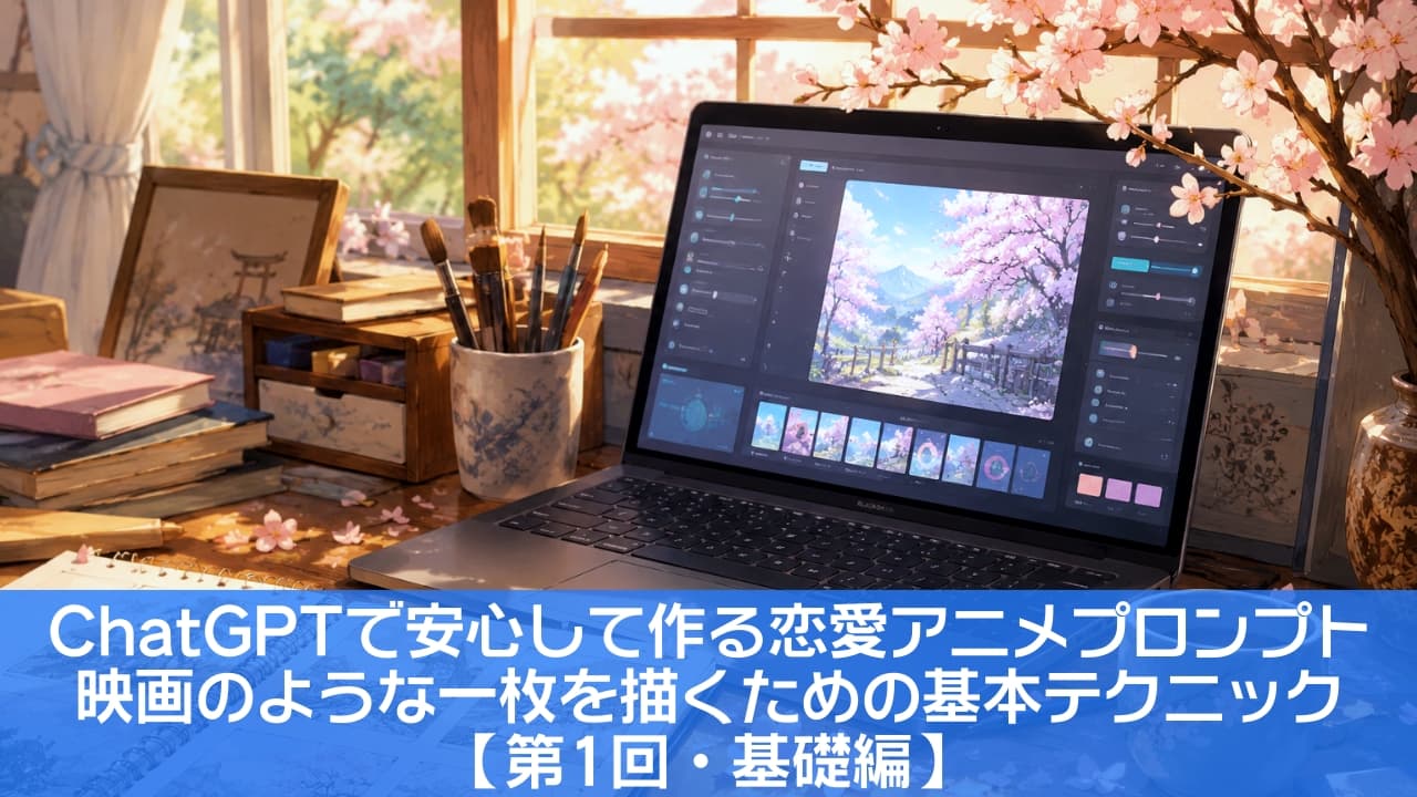 「うららかな春の陽気に包まれて、創作意欲も高まる午後🌸✨温かいお茶をお供に、今日も素敵な作品を生み出しましょう🎨💻」Ultra-realistic high-quality photograph of a wooden creative workspace bathed in warm spring sunlight, featuring a laptop displaying a cherry blossom digital painting, an open sketchbook with detailed landscape drawings, colored pencils, a traditional teacup, and blooming cherry blossom branches in a vase by the window. 窓辺から暖かな春の西日が差し込む木製のデスク風景。画面に桜の風景画が開かれたノートパソコンを中心に、緻密な風景のラフ画が描かれたスケッチブック、上品な桜柄の湯呑み、色鉛筆、そして花瓶に美しく生けられた満開の桜の枝が配置され、クリエイターの穏やかで豊かな創作の時間が表現されています