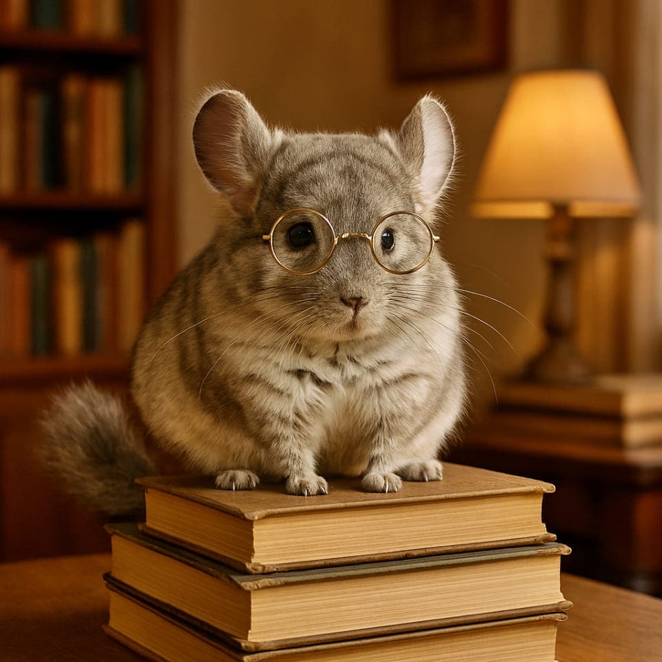 メガネの読書家チンチラ