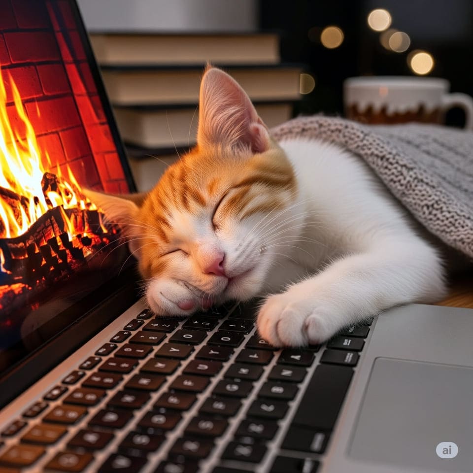 飼い主のキーボードの横で寝落ちした子猫