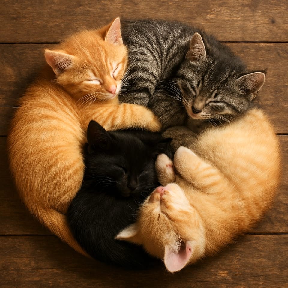 ねこドーナツ完成!4匹でぐるぐる♡(Copilot)