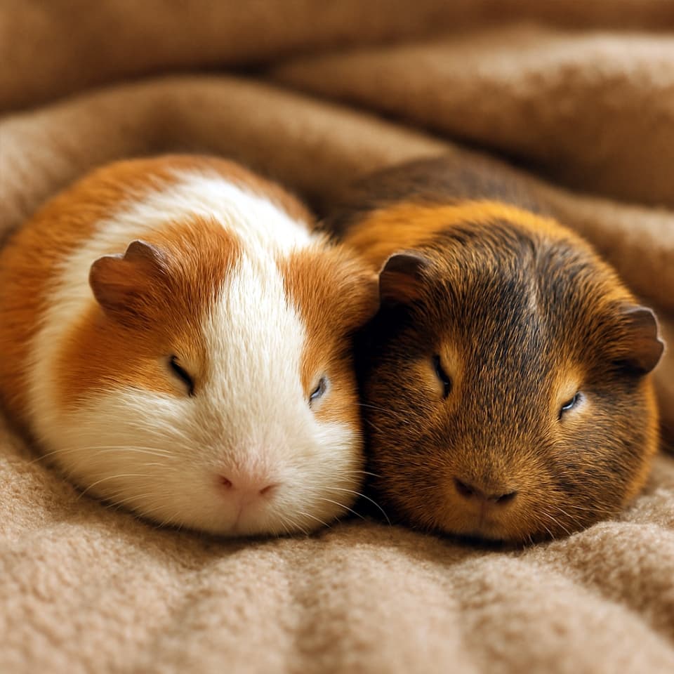 モルモットの仲良し昼寝タイム（copilot）