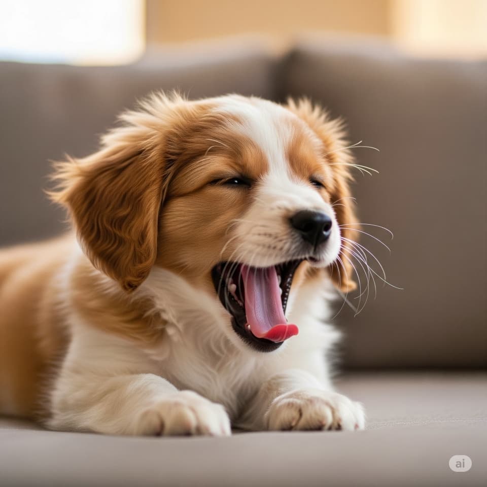 大あくびの子犬