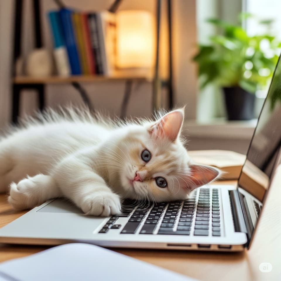 パソコン占領子猫