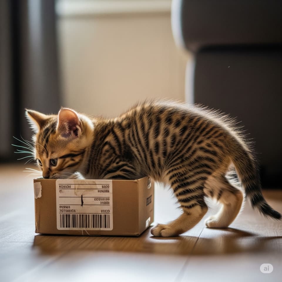 小箱奮闘子猫