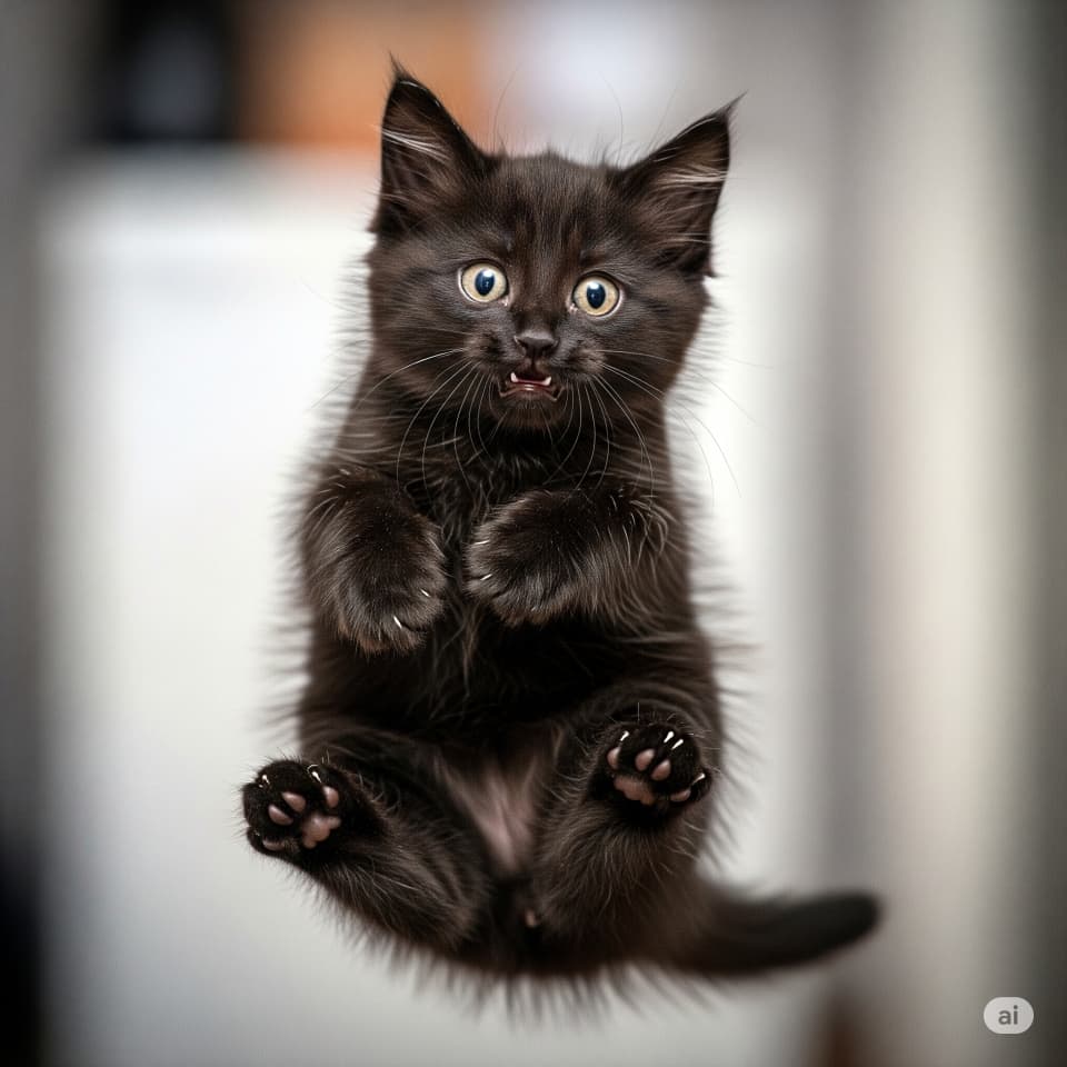 驚きジャンプ子猫