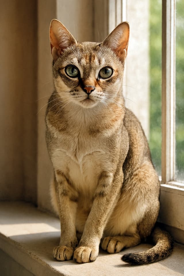 日当たりの良い窓辺に優雅に座るシンガプーラ