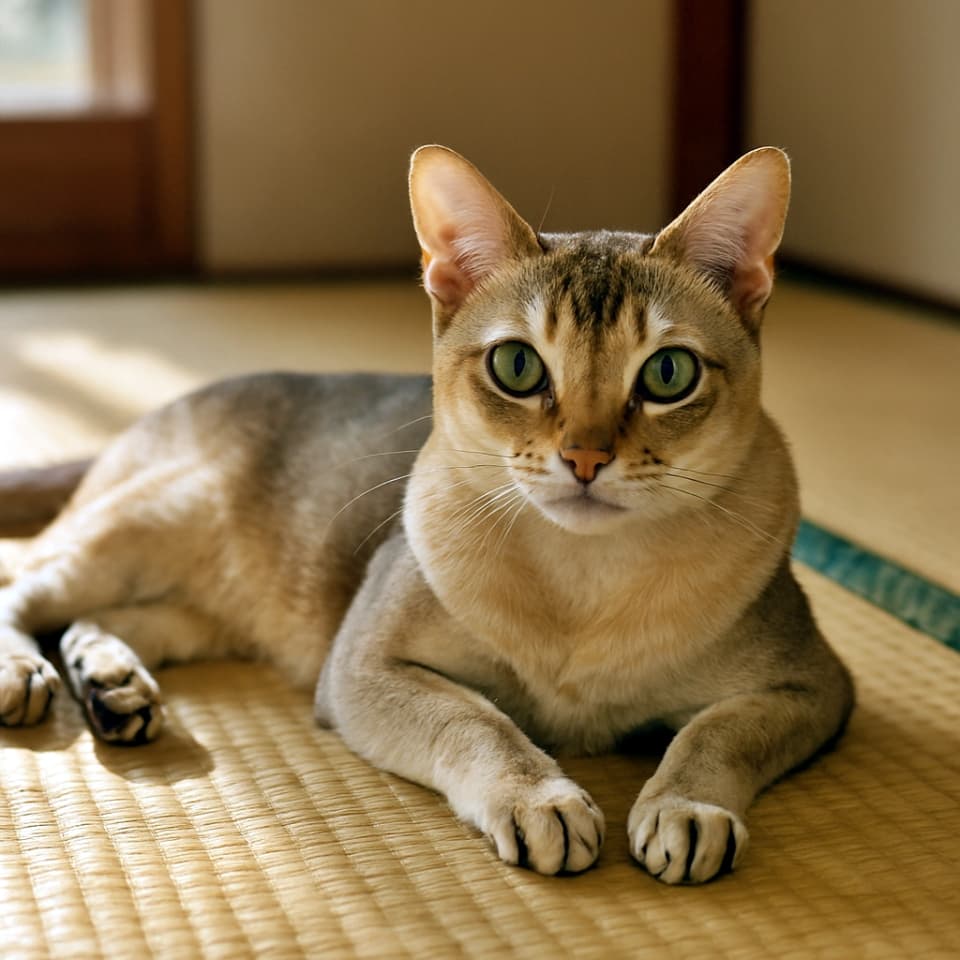 畳の上に横たわるシンガプーラ