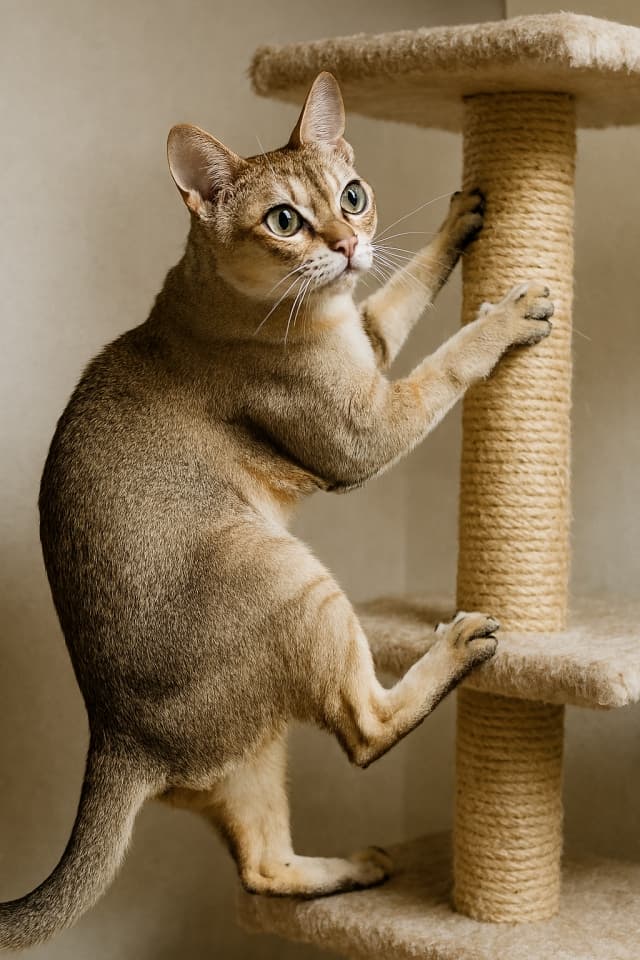 キャットタワーを登っている途中のシンガプーラ