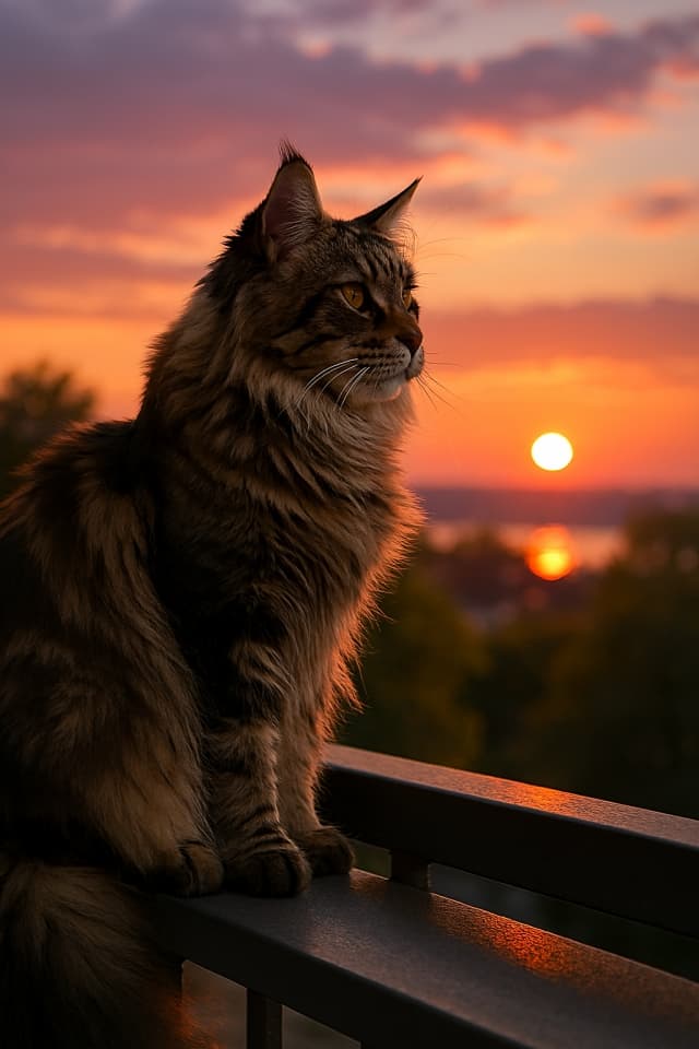 Balcony Sunset Watcher（バルコニーで夕日見物）（Copilot）