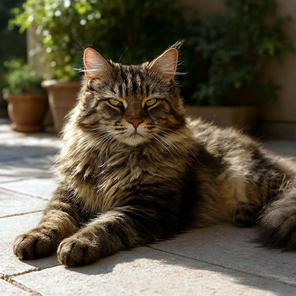 Patio Sunbathing（パティオで日向ぼっこ）（Copilot）