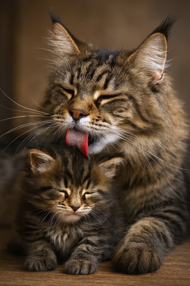 Gentle Grooming of a Kitten（子猫の毛づくろい）（Copilot）