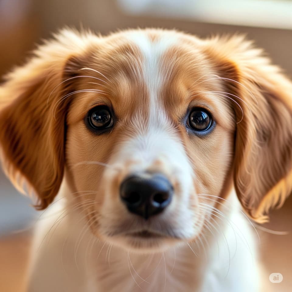 カメラ目線の子犬