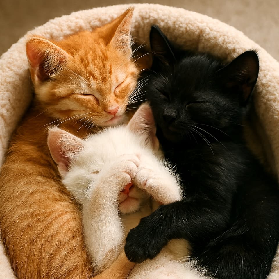 3匹のお団子 (A Pile of Sleepy Kittens)（copilot）