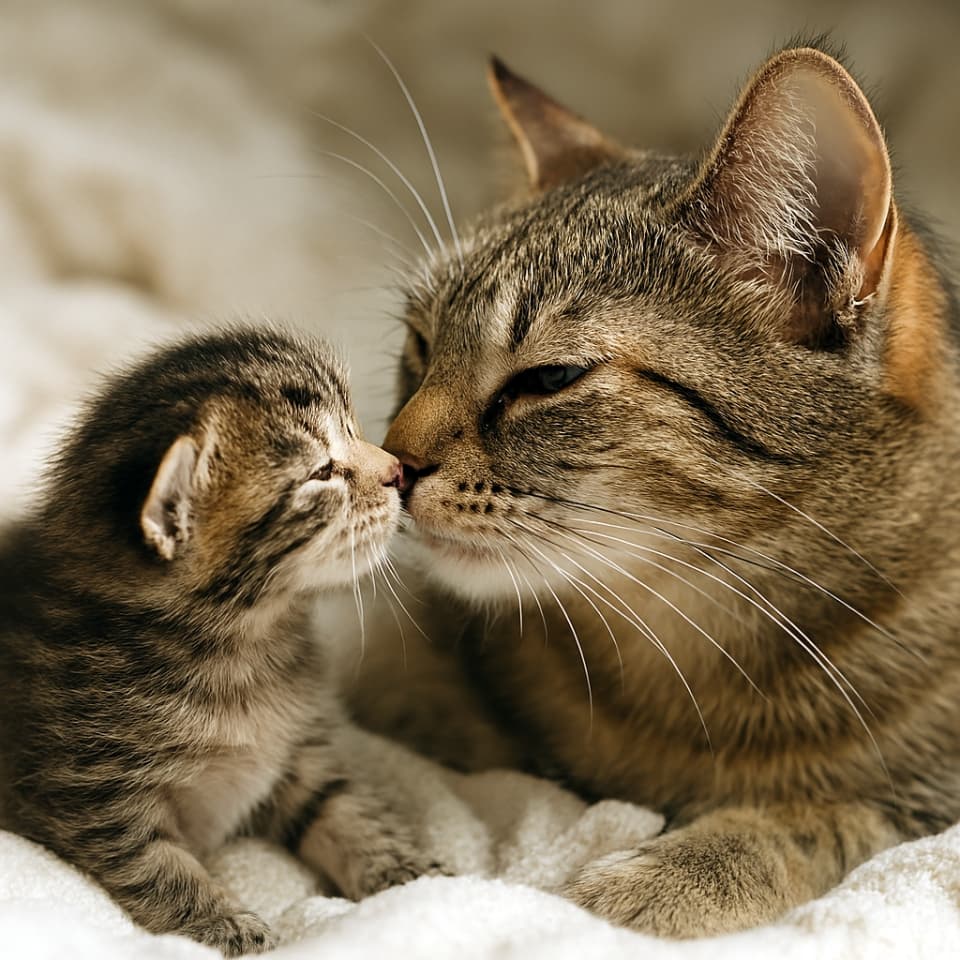 親子(母猫と子猫)の挨拶(A Mother's Love)