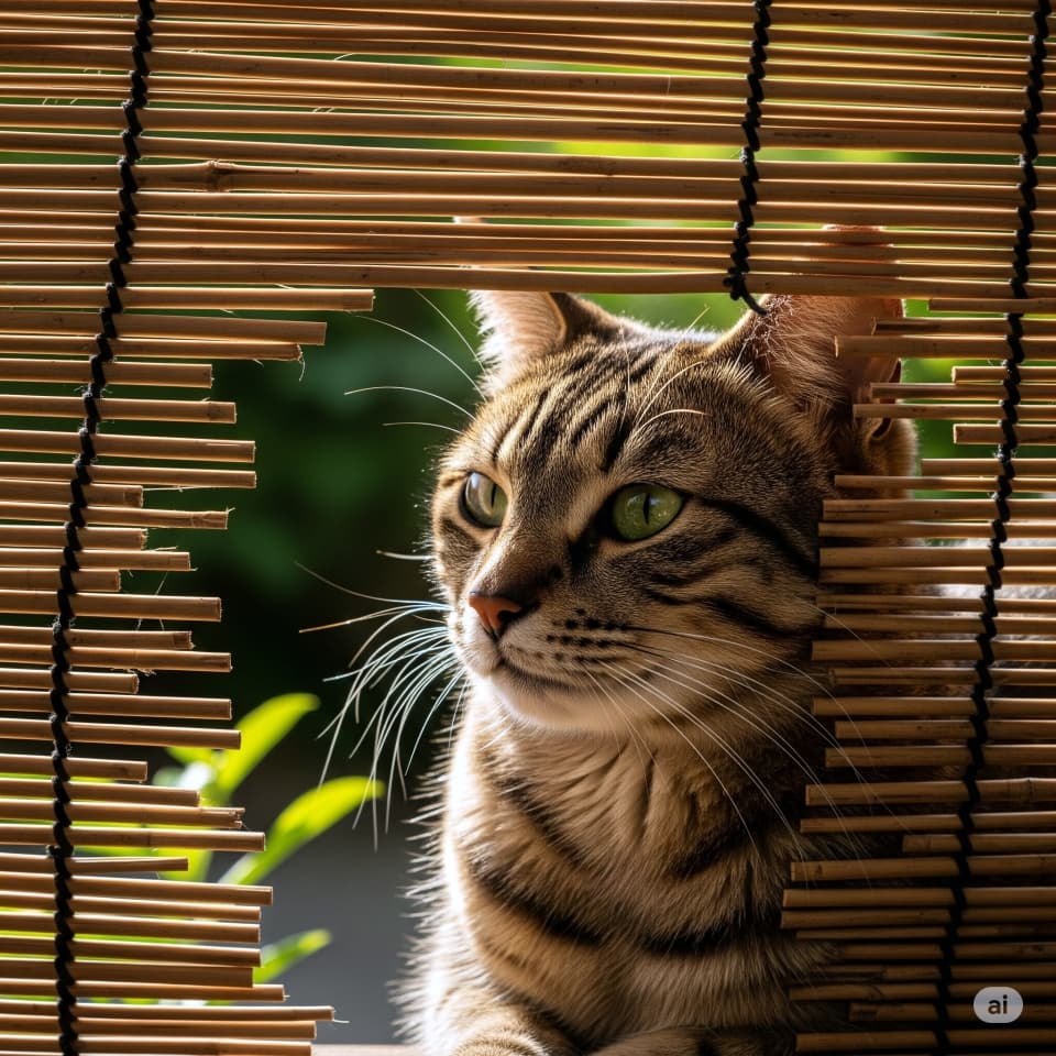 すだれ越しの視線