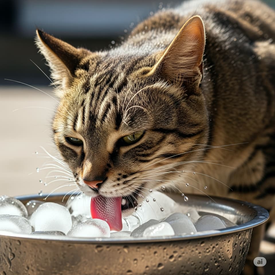 氷のうつわに顔を突っ込む