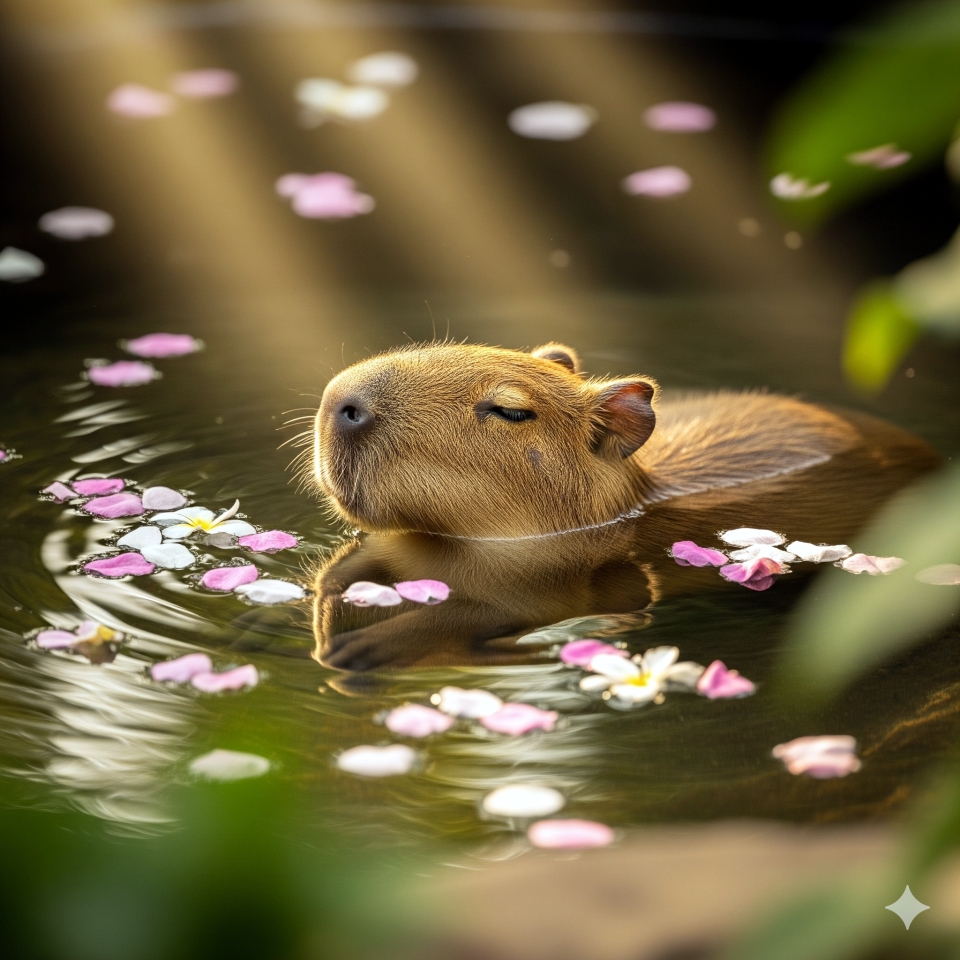 赤ちゃんカピバラのお風呂タイム