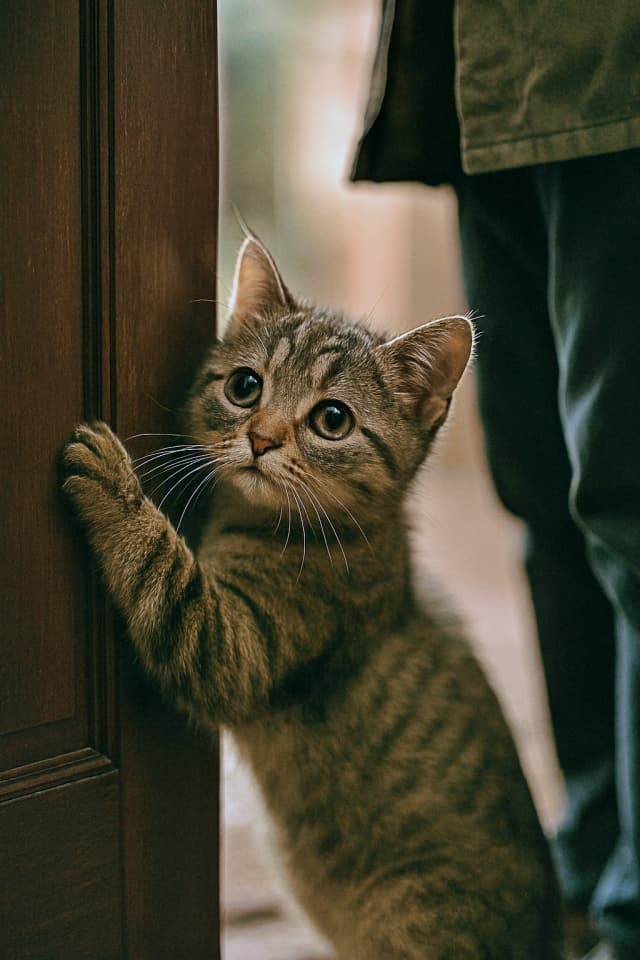 飼い主が出かけてしまう「行かないで！」（Copilot）