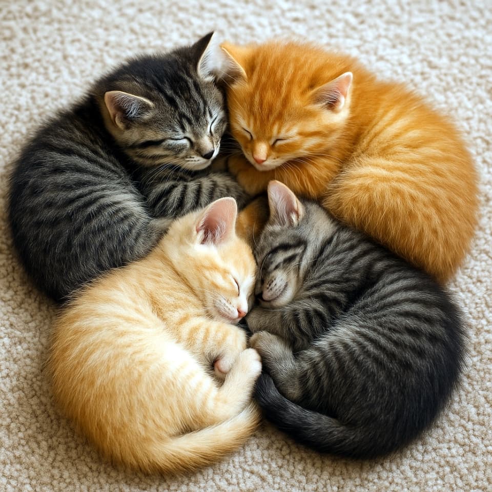 眠る子猫たちの輪 子猫のドーナツ