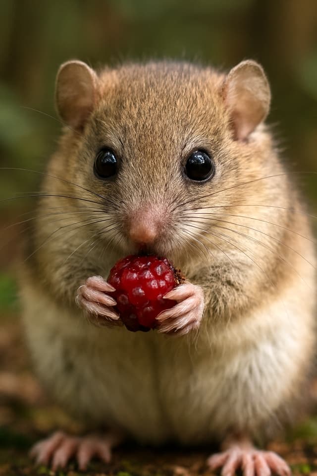 森のベリーを食べる
