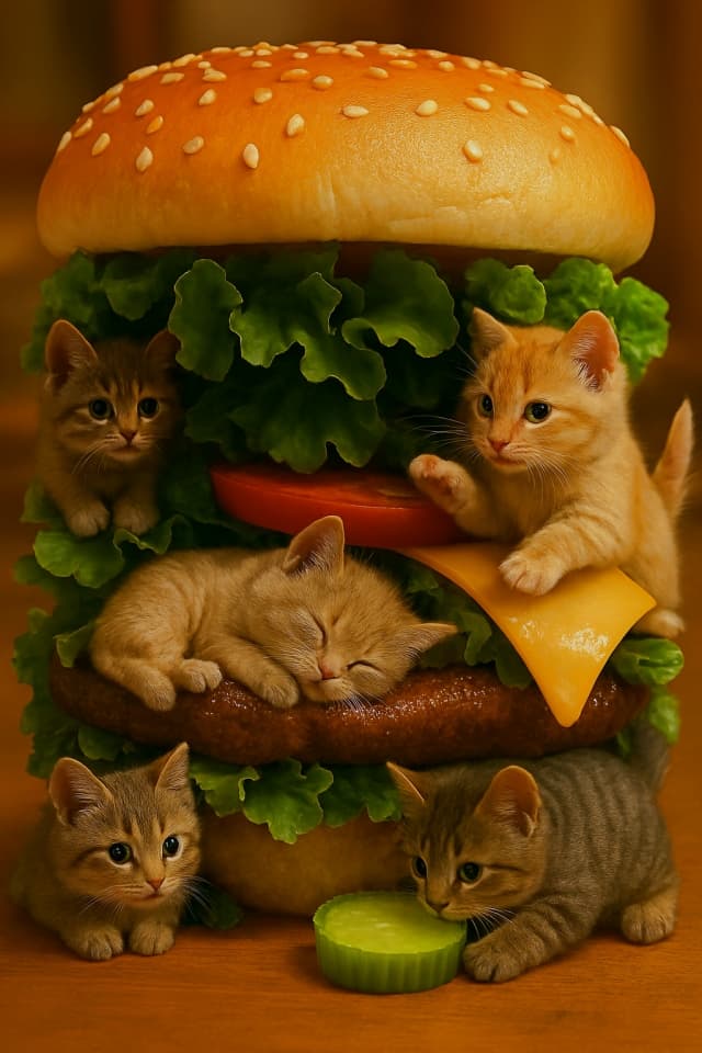 超特大ハンバーガーの層で遊ぶ
