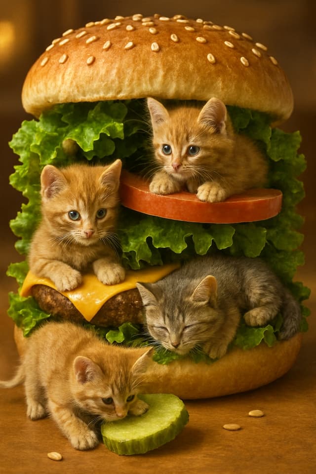 超特大ハンバーガーの層で遊ぶ2
