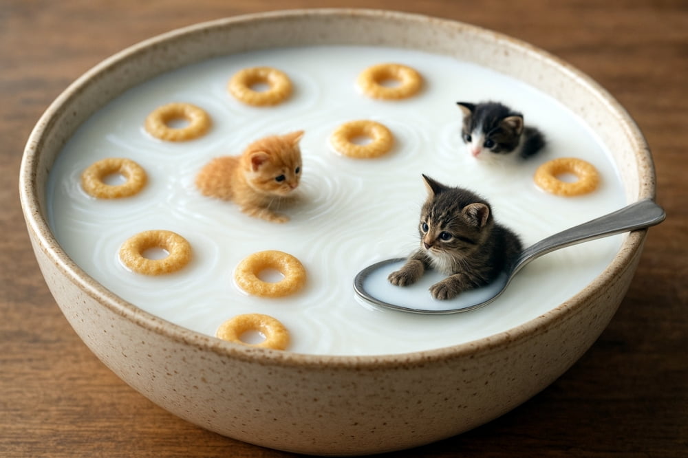 子猫たちのミルクボウル探検