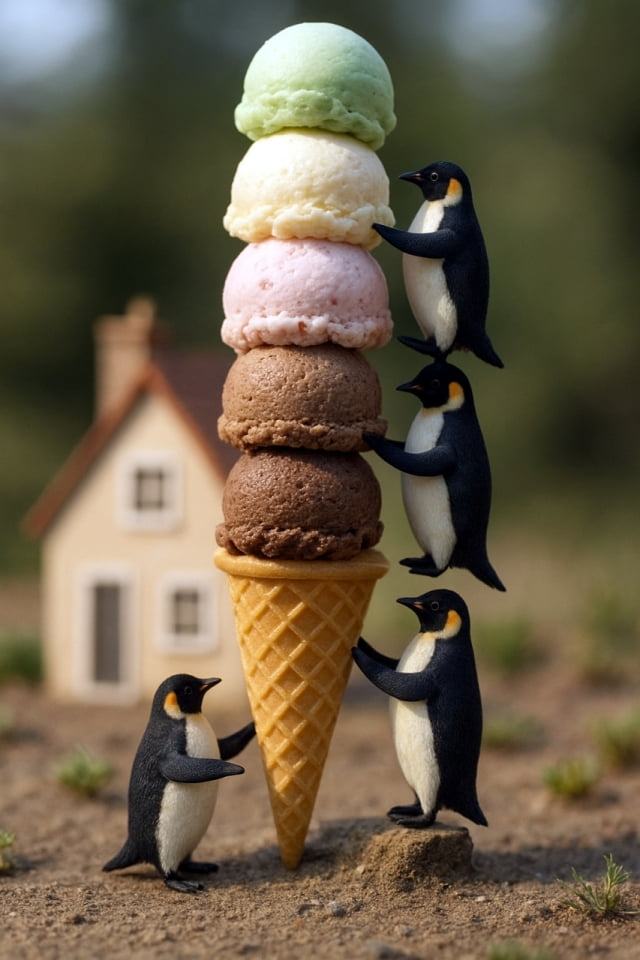 ペンギンのアイスクリームタワー