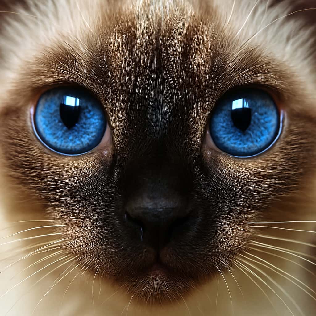 ブルーアイが光るシャム子猫